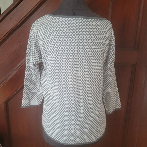 Express Women's Grey & White Polka Dot 3/4 Sleeve Knit Sweater M - Picture 3 of 6